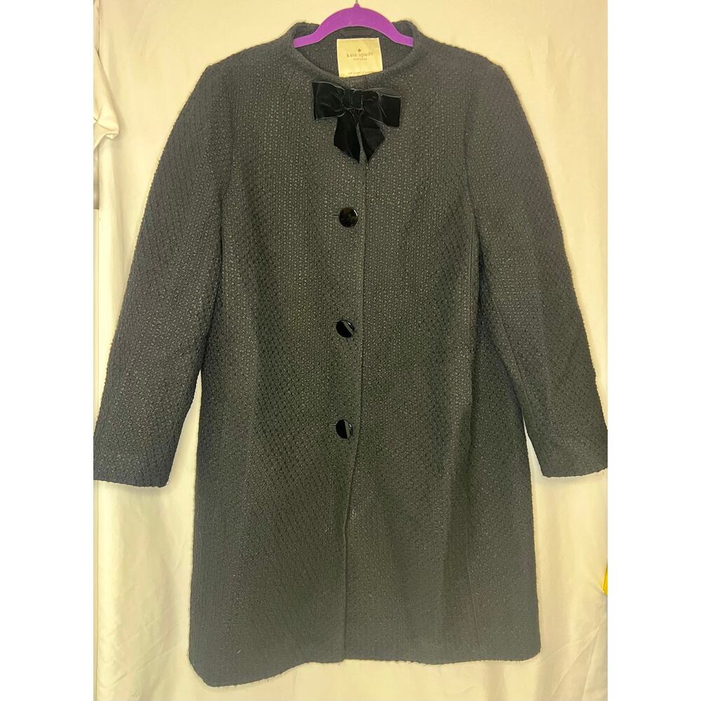 Kate Spade Black Bow Coat Size 14